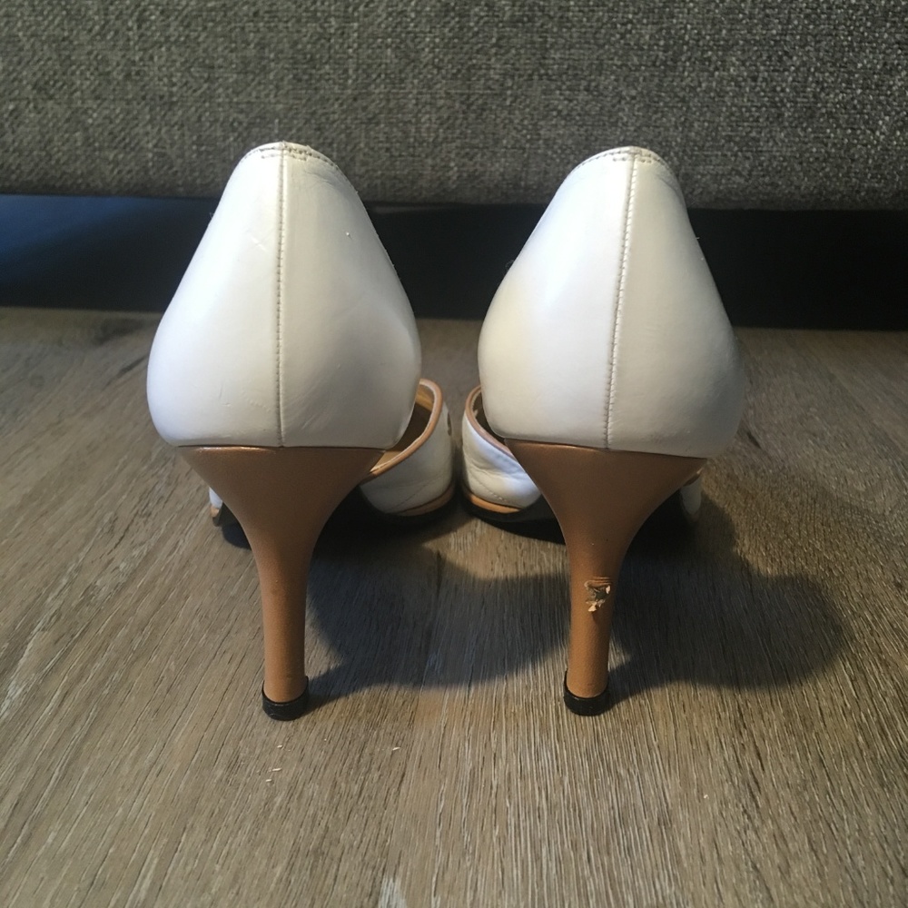 Stuart Weitzman White & Tan Mule Heels - Picture 6 of 7